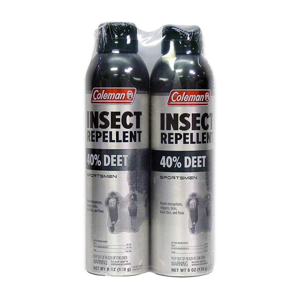 Coleman 40% Deet Insect Repellent, Aerosol Twin Pack - 6 Oz